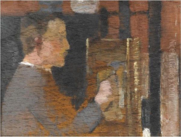 James Guthrie At His Easel Oil Painting by Joseph Crawhall