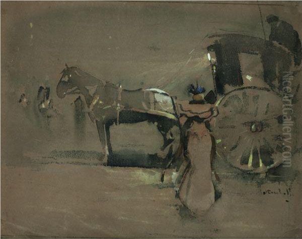 The Hansom Cab Oil Painting by Joseph Ii Crawhall