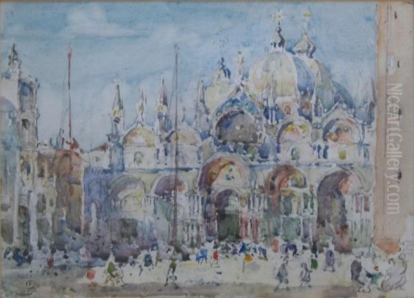 Piazza San Marco, Venice Oil Painting by Lionel Townsend Crawshaw