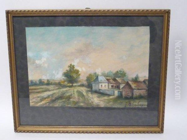 Vue De Ferme Oil Painting by Gerard Antoine Crehay