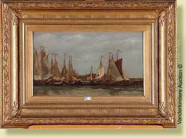 Port De Peche Oil Painting by Louis Joseph Desire Crepin