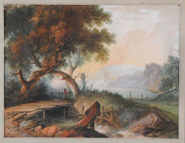  2 Paysages Lacustres  Oil Painting by Louis-Philippe Crepin