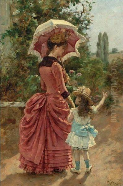 Mother And Child Oil Painting by Charles Cres