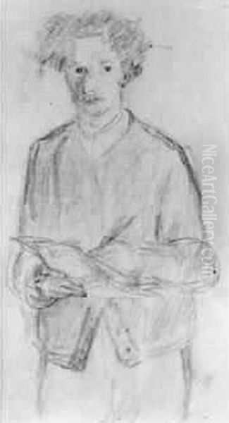 Autoportrait Au Carnet De Croquis (n.d.) Oil Painting by Charles Cres