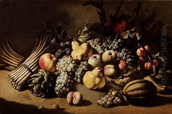 Natura Morta Di Frutta E Ortaggi Oil Painting by Giovanni Battista Crescenzi