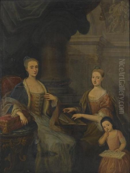 Ritratto Di Famiglia In Un Interno Oil Painting by Angelo Crescimbeni