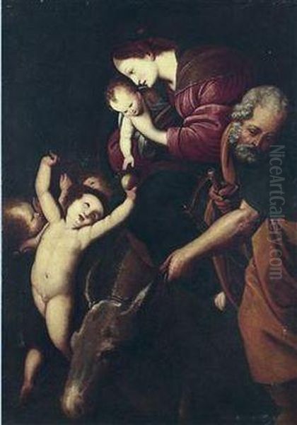 The Flight Into Egypt Oil Painting by Giovanni Battista Crespi Il Cerano