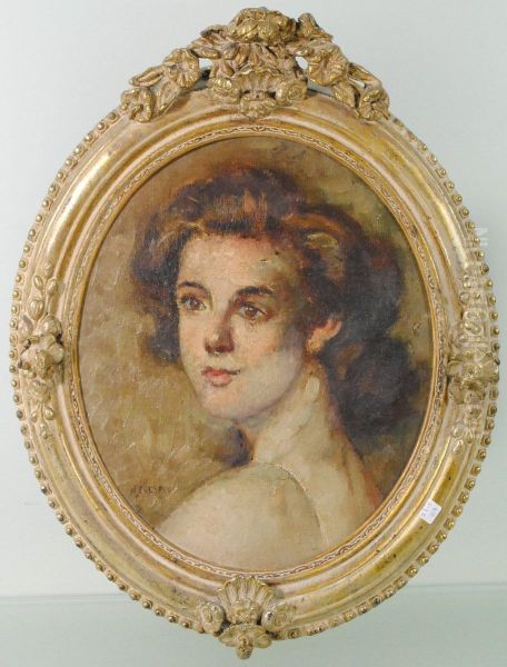 Portrait De Dame Oil Painting by Adolphe Crespin