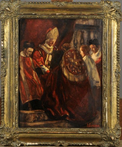 Le Cardinal Mercier Oil Painting by Louis Charles Crespin