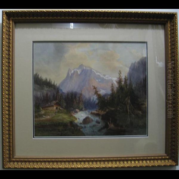 Mountains With Rapids Oil Painting by William Nichol Cresswell