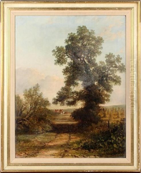 Country Scene With Tree And Cottage Oil Painting by Thomas Creswick