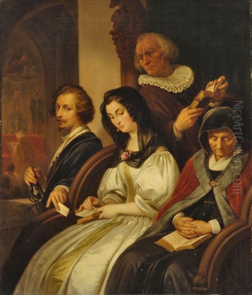 Ertappt Oil Painting by Constantin Johann Cretius