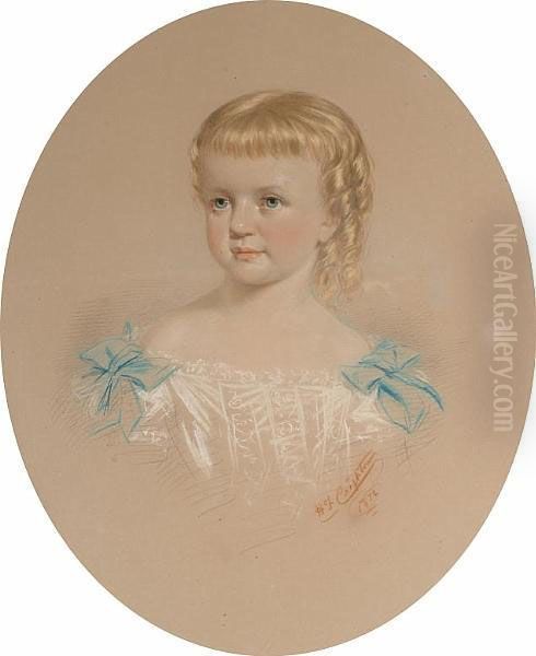 Portrait Of A Young Girl Oil Painting by Hugh Ford Crighton