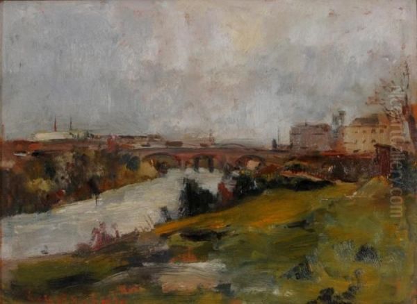 Paesaggio Fluviale Oil Painting by Luigi Crisconio