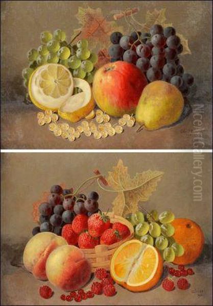 Still Life Studies Of Mixed Fruit Oil Painting by George Crisp