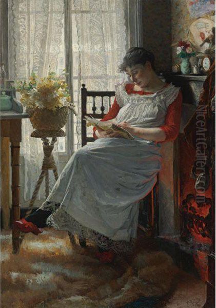 La Lectora (woman Reading) Oil Painting by Rojas Cristobal