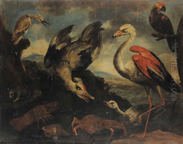 Uccelli Entro Paesaggio Oil Painting by Il Crivellino Giovanni Crivelli