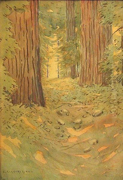 A Path Through The Redwoods Oil Painting by Charles Matthew Crocker