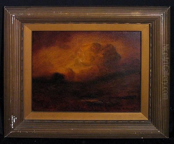 An Atmospheric Landscape Oil Painting by Charles Matthew Crocker