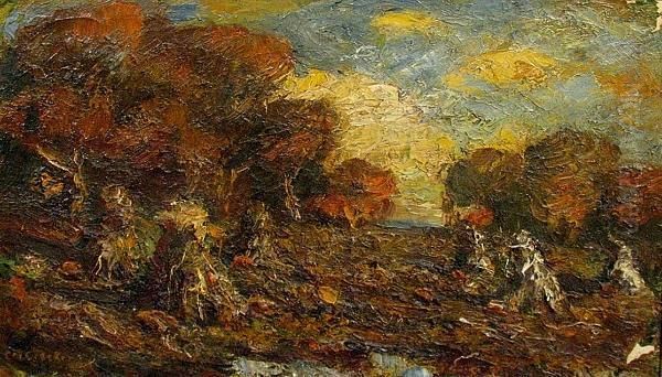 An Autumn Landscape Oil Painting by Charles Matthew Crocker