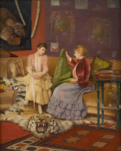 Choosing Fabrics Oil Painting by Georges Croegaert