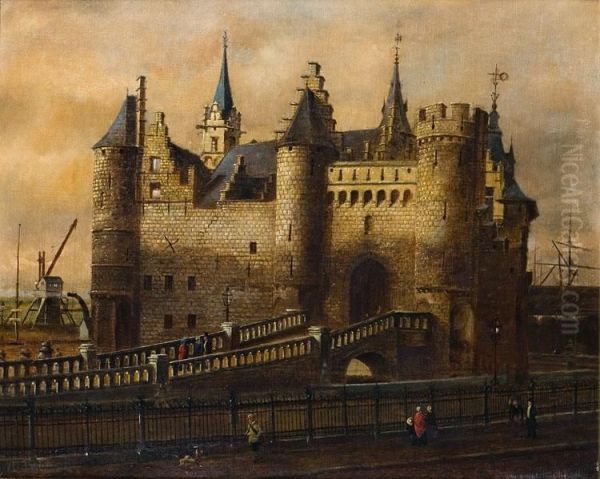 Le Steen, Anvers Oil Painting by Jean Croegaert-Van Bree