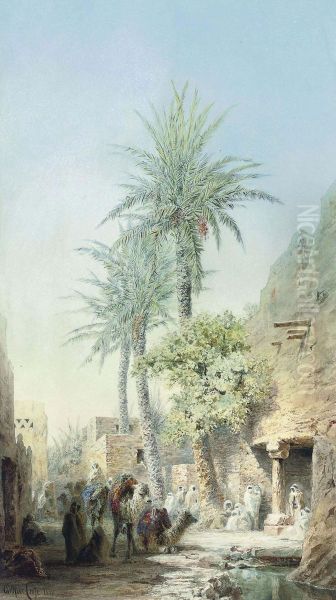 Bedouins At The City Walls Oil Painting by Arthur Croft