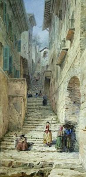 Scalinata Con Figure Oil Painting by Arthur Croft