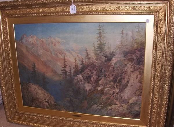 Mont Blanc, An Extensive Landscape,watercolour Oil Painting by Arthur Croft