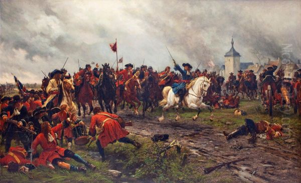 William Iii At The Battle At London Oil Painting by Ernest Crofts