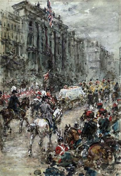 The Funeral Of Queen Victoria Oil Painting by Ernest Crofts