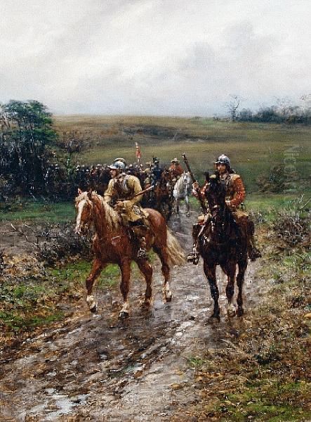 On The March Oil Painting by Ernest Crofts