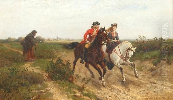 Across The Common Oil Painting by Ernest Crofts