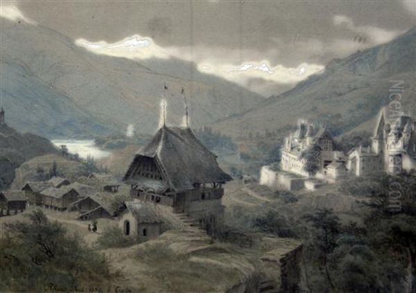 Canton Wallis, Rhone Oil Painting by Georg Heinrich Croll Crola