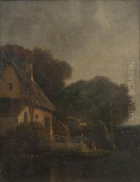 Figure Before A Cottage Oil Painting by John Berney Crome