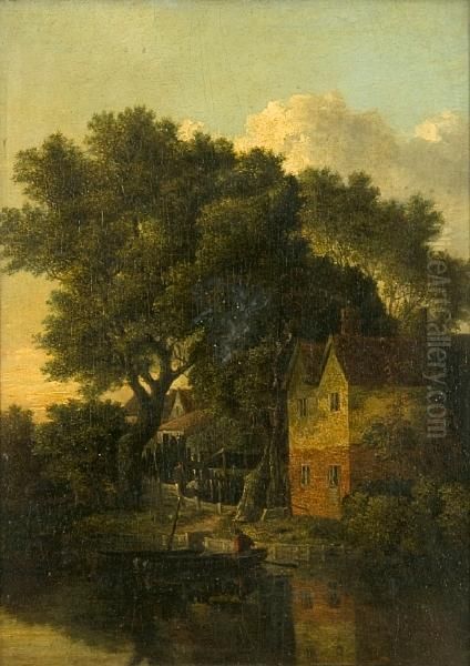 Houses At Thorpe Oil Painting by John Berney Crome