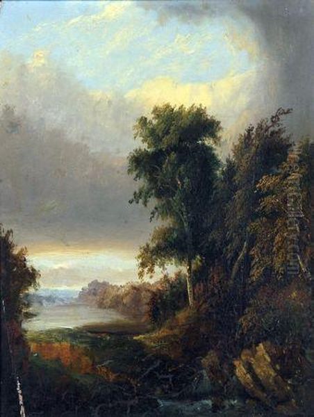 Wooded Landscape With Distant Lake Oil Painting by William Henry Crome