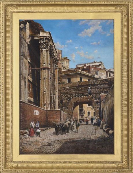 The Arch Of Pantani, Temple Of Nerva, Rome Oil Painting by Thomas Hartley Cromek