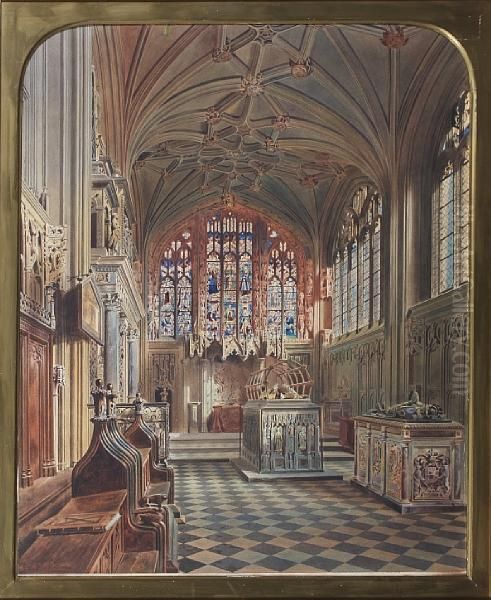 The Beauchamp Chapel, Warwick Oil Painting by Thomas Hartley Cromek