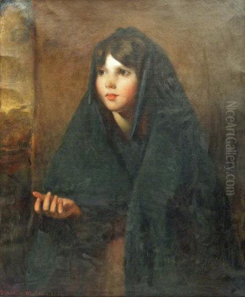 Irish Peasant Girl Oil Painting by Thomas Hartley Cromek