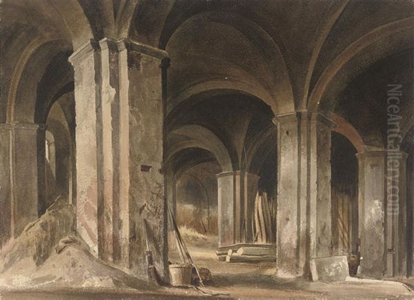 Under The Convent Of San Francesco, Siena Oil Painting by Thomas Hartley Cromek