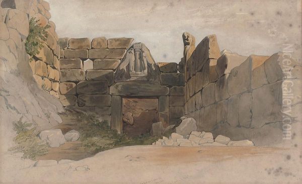 Gate Of The Lions, Mycenae Oil Painting by Thomas Hartley Cromek