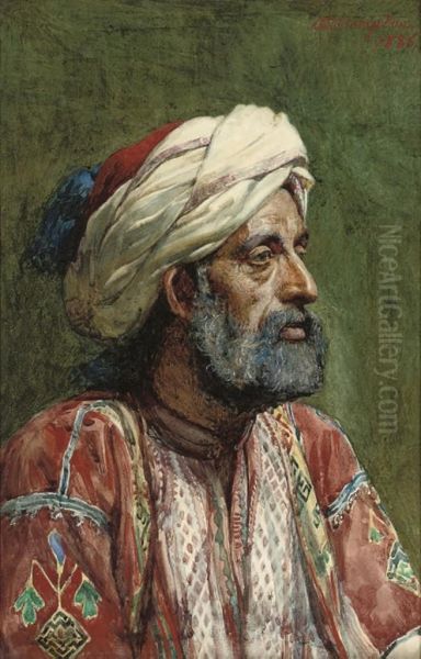 An Arab In Traditional Costume Oil Painting by James Shaw Crompton