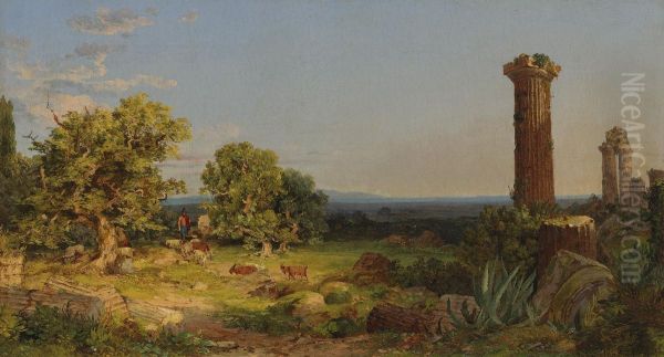 Italian Landscape Oil Painting by Jasper Francis Cropsey