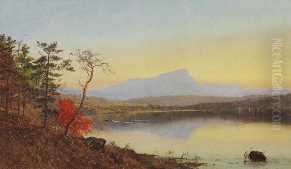 Sunset, Camel's Hump, Lake Champlain Oil Painting by Jasper Francis Cropsey