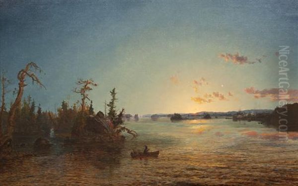 Dawn Of Morning, Lake George Oil Painting by Jasper Francis Cropsey