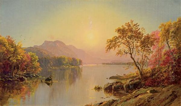 Greenwood Lake Oil Painting by Jasper Francis Cropsey