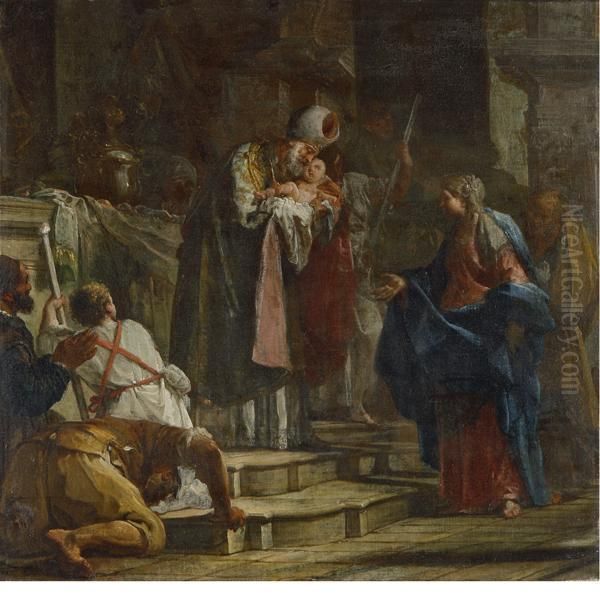 Presentazione Di Gesu Al Tempio Oil Painting by Giovanni Battista Crosato