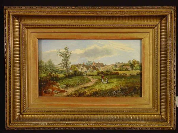 Englische Dorflandschaft Oil Painting by Enoch Crosland