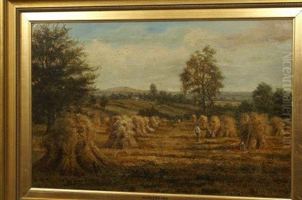 Harvesting Oil Painting by Enoch Crosland